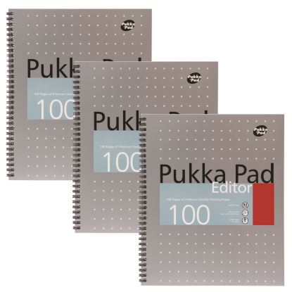 Letter Size Notebook, 1-Subject, Medium/College Rule, Silver with White Dots Cover, (50) 11 x 8.5 Sheets, 3/Pack1