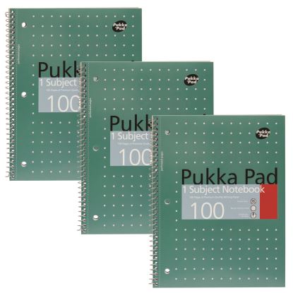 Letter Size 1-Subject Notebook, Medium/College Rule, Metallic Green Cover with White Dots, (50), 10.5 x 8 Sheets, 3/Pack1