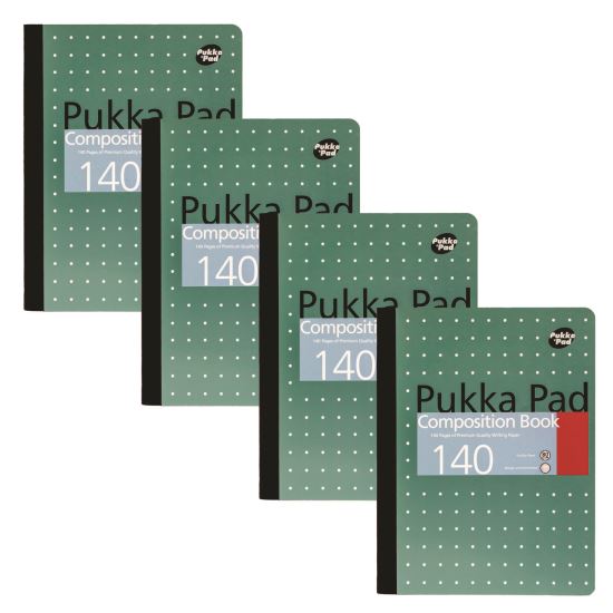 Composition Book, Medium/College Rule, Metallic Green with White Dots Cover, (70) 9.75 x 7.5 Sheets, 4/Pack1