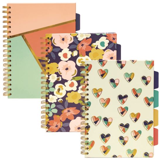 B5 Size Project Book, 5-Subject, Medium/College Rule, Assorted Floral Love Covers, (100) 9.8 x 6.9 Sheets, 3/Pack1