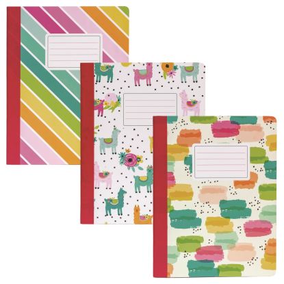 Composition Book, Medium/College Rule, Assorted Covers Colors, (70) 9.75 x 7.5 Sheets, 3/Pack1