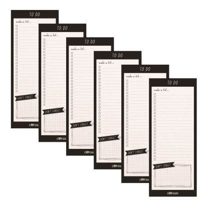 Magnetic To Do List, Unruled, 60 Black/White 3.5 x 8.5 Sheets, 6/Pack1