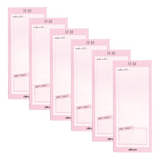 Magnetic To Do List, Unruled, 60 Pink/White 3.5 x 8.5 Sheets, 6/Pack1