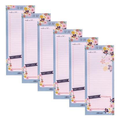 Magnetic To Do List, Unruled, 60 Multicolor Floral, 3.5 x 8.5 Sheets, 6/Pack1