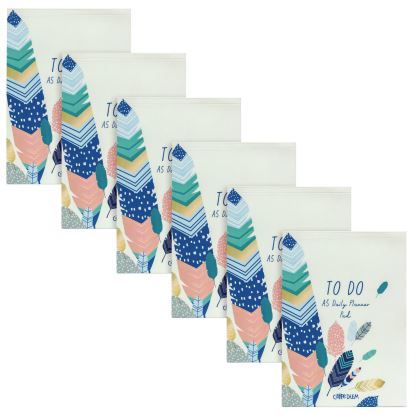 Daily Planner, Feathers, 8.27 x 5.83, Blue/Cream/Pink Cover, 2-Month, Undated, 6/Pack1