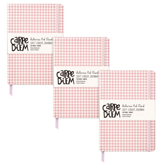 Soft Cover Journal, Medium/College Rule, Pink/White Check Cover, (96) 8.3 x 5.2 Sheets, 3/Pack1