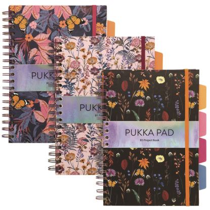 B5 Size Project Book, 4-Subject, Medium/College Rule, Assorted Blum Floral Covers, (100) 9.8 x 6.9 Sheets, 3/Pack1