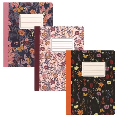 Composition Book, Medium/College Rule, Assorted Bloom Covers, (70) 9.75 x 7.5 Sheets, 3/Pack1