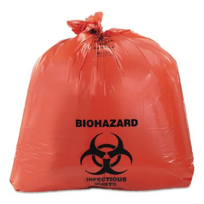 Healthcare Biohazard Printed Can Liners, Biohazard Infectious Waste, 30 gal, 1.3 mil, 30" x 43", Red, Flat Pack, 200/Carton1