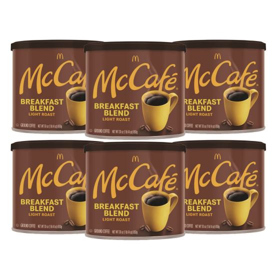 Ground Coffee, Breakfast Blend, 30 oz Can, 6/Carton1