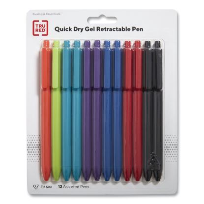 Quick Dry Gel Pen, Retractable, Medium 0.7 mm, Assorted Ink and Barrel Colors, 12/Pack1