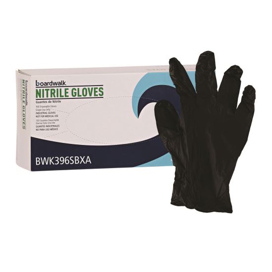 Disposable General-Purpose Powder-Free Nitrile Gloves, Small, Black, 4.4 mil, 100/Box1