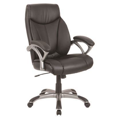 Fulford Bonded Leather High-Back Manager's Chair, Supports Up to 275 lb, 18.62 to 22.56 Seat Height, Black Seat/Back/Base1