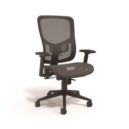 Hollins Ergonomic Mesh Swivel Task Chair, Supports Up to 275 lb, 18.57 to 22.54 Seat Height, Black Seat/Back, Black Base1