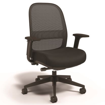 Kempton Ergonomic Fabric Mesh Swivel Task Chair, Supports Up to 275 lb, 18.31 to 22.17 Seat Height, Black Seat/Back/Base1