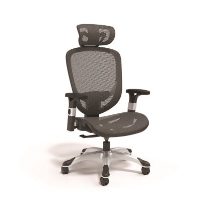 Minerva Ergonomic Mesh Swivel Task Chair, Supports Up to 275 lb, 17.24 to 20.98 Seat Height, Black Seat/Back, Black Base1