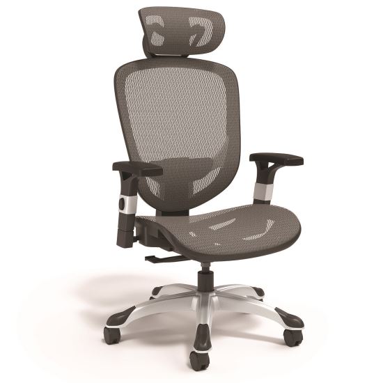 Minerva Ergonomic Mesh Swivel Task Chair, Supports Up to 275 lb, 17.24 to 20.98 Seat Height, Gray Seat, Gray Back, Black Base1