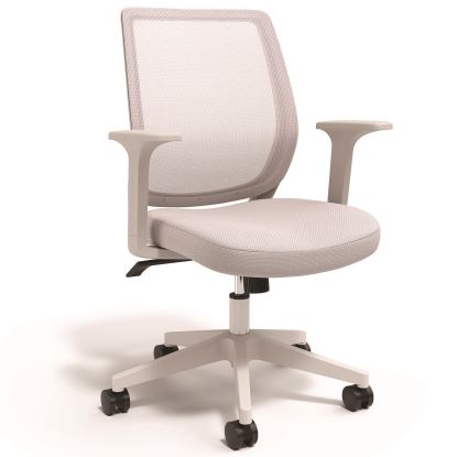 Wessex Ergonomic Fabric Mesh Swivel Task Chair, Supports Up to 275 lb, 17.09 to 20.83 Seat Height, Gray Seat/Back, White Base1