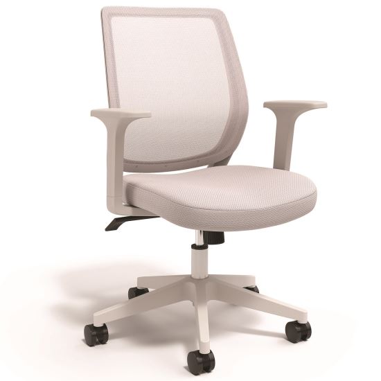 Wessex Ergonomic Fabric Mesh Swivel Task Chair, Supports Up to 275 lb, 17.09 to 20.83 Seat Height, Gray Seat/Back, White Base1