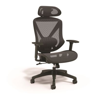 Taunton Ergonomic Mesh Swivel Task Chair, Supports Up to 275 lb, 17.44 to 20.98 Seat Height, Black Seat/Back, Black Base1