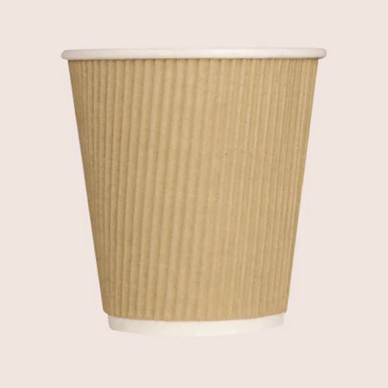 Ripple Hot Cups, 10 oz, Kraft/White, 500/Carton1