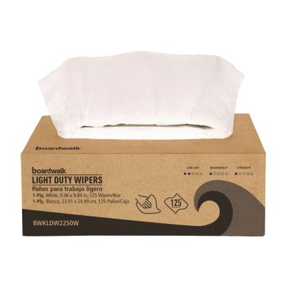 One-Ply Paper Wipers, 9.84 x 9.06, White, 125 Wipers/Box, 18 Boxes/Carton1