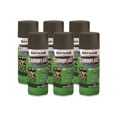 Camouflage Spray Paint, Flat Deep Forest Green, 12 oz Aerosol Can, 6/Carton1