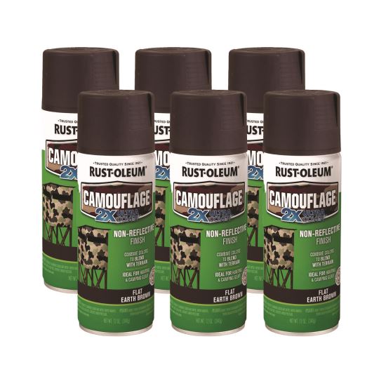 Camouflage Spray Paint, Flat Earth Brown, 12 oz Aerosol Can, 6/Carton1