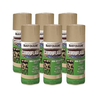 Camouflage Spray Paint, Flat Sand, 12 oz Aerosol Can, 6/Carton1