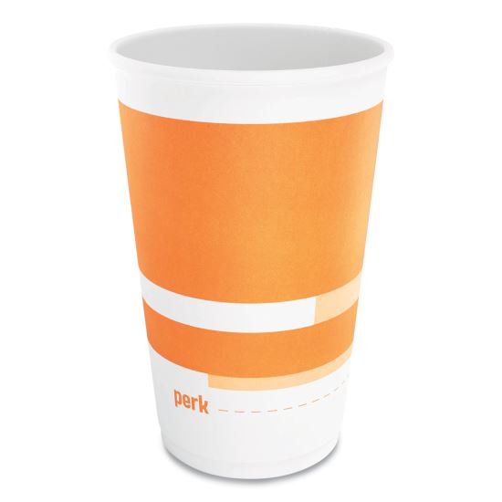 Insulated Paper Hot Cups, 16 oz, White/Orange, 30/Pack1