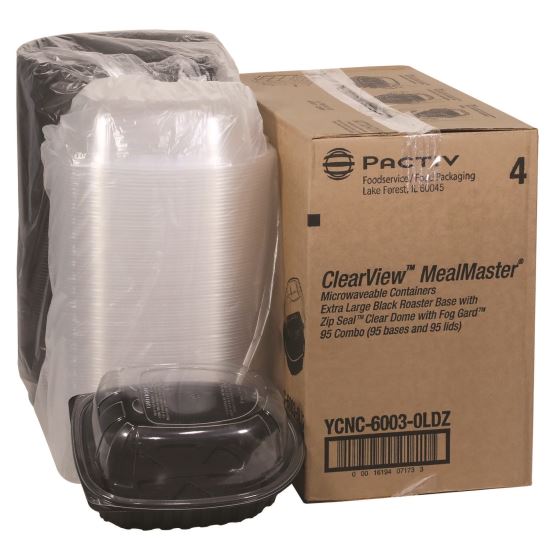 ClearView MealMaster Chicken Roaster, 10.75 x 8.5 x 4.25, Black/Clear, 95/Carton1