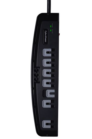 CyberPower CSP708T surge protector Black 7 AC outlet(s) 125 V 94.5" (2.4 m)1