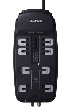 CyberPower CSHT808TC surge protector Black 8 AC outlet(s) 125 V 94.5" (2.4 m)1