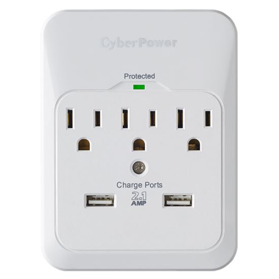 CyberPower CSP300WUR1 surge protector White 3 AC outlet(s) 125 V1