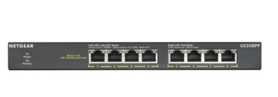 NETGEAR GS308PP Unmanaged Gigabit Ethernet (10/100/1000) Power over Ethernet (PoE) Black1