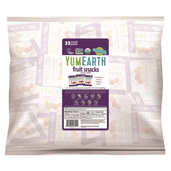 Organic Fruit Pack Snacks, Assorted Flavors, 0.7 oz Bag, 35/Carton1