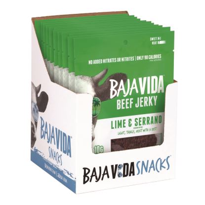 Beef Jerky Lime and Serrano Pepper Snack Pack, Lime and Serrano Pepper, 1 oz Packet, 12/Carton1