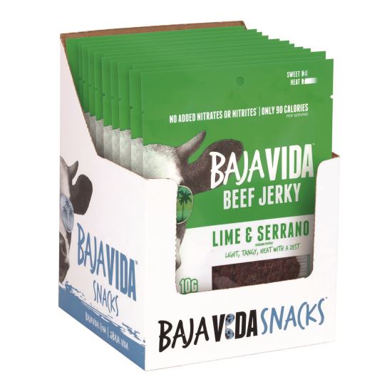 Beef Jerky Lime and Serrano Pepper Snack Pack, Lime and Serrano Pepper, 1 oz Packet, 12/Carton1