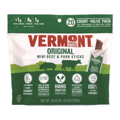 Original Flavor Mini Snack Sticks, Beef, 0.5 oz Individually Wrapped, 20/Carton1