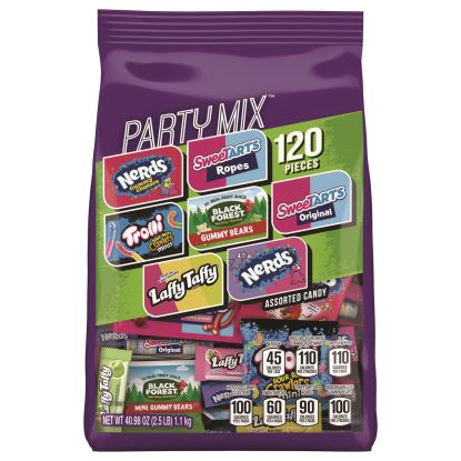 Party Mix Stand Up Bag, Assorted Fruity, 40.98 oz Bag, 120 Pieces1
