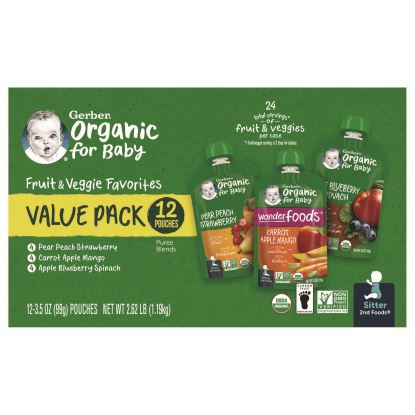 Organic 2nd Foods Baby Food Pouches, Assorted Flavors, 3.5 oz Pouch, 12/Carton1