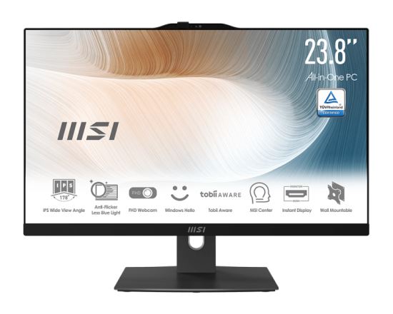 MSI Modern 12M-053US Intel® Core™ i7 i7-1260P 23.8" 1920 x 1080 pixels Touchscreen All-in-One PC 16 GB DDR4-SDRAM 512 GB SSD Windows 11 Home Wi-Fi 6 (802.11ax) Black1