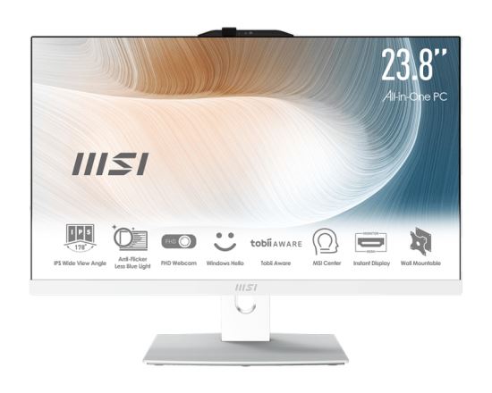 MSI Modern 12M-055US Intel® Core™ i7 i7-1260P 23.8" 1920 x 1080 pixels Touchscreen All-in-One PC 16 GB DDR4-SDRAM 512 GB SSD Windows 11 Home Wi-Fi 6 (802.11ax) White1