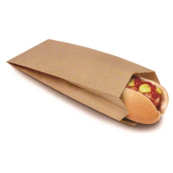 EcoCraft Grease-Resistant Hot Dog Bags, 1.5" x 3.5" x 8.5", Natural, 1,000/Carton1