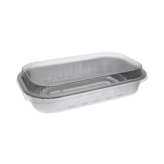 Aluminum Carry-Out Container with OPS Tamper-Evident Dome Lid, 72 oz, 12.25 x 7.5 x 3.13, Silver, Aluminum, 125/Carton1