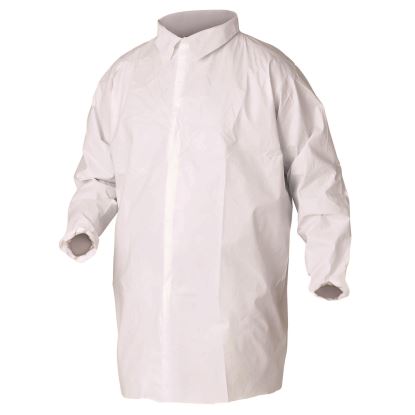 A40 Liquid and Particle Protection Lab Coats, Elastic Wrists, 3X-Large, White, 30/Carton1