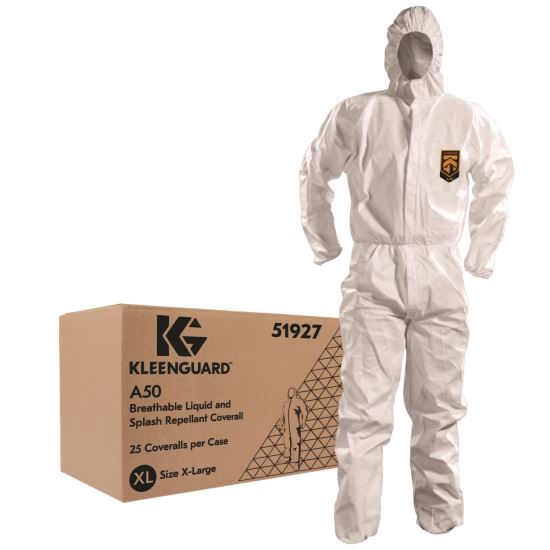 A50 Breathable Splash and Particle Protection Overalls, White, X-Large, 25/Carton1