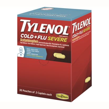 Cold + Flu Severe Caplets, 2/Pack, 30 Packs/Box1