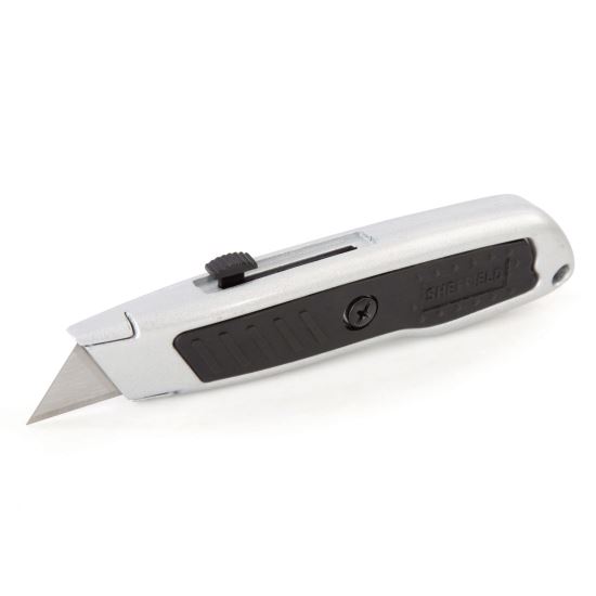 Retractable Utility Knife, 1.25" Blade, 3.5" Plastic Handle, Black/Gray1