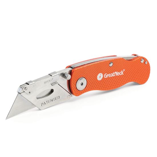 Quick Change Lock Back Utility Knife, 3.5" Aluminum Handle, Orange1